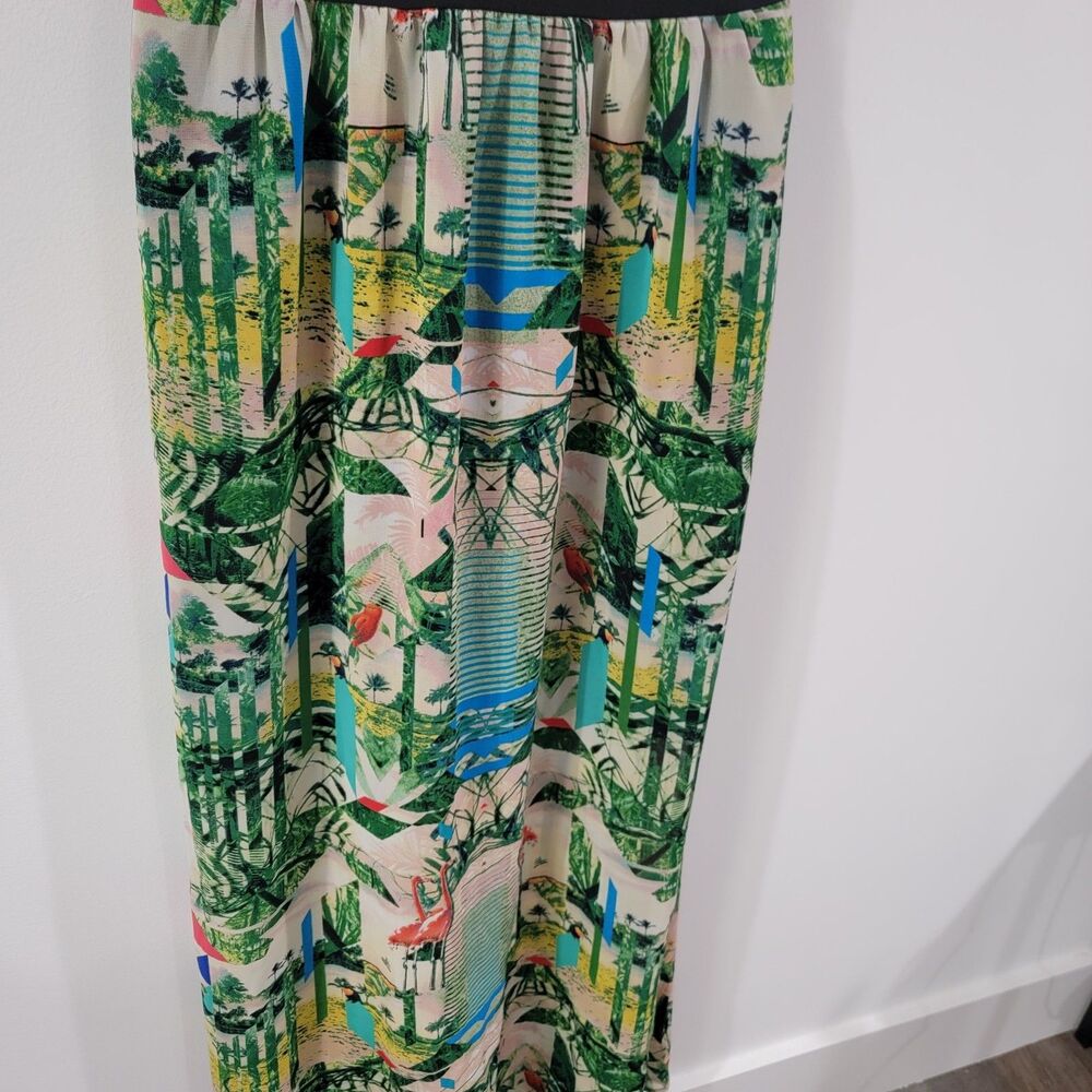 Nicole Miller Womens Maxi Dress‎ Size 2 Tropical Resort Wear Flamingo Vacation - Picture 6 of 7